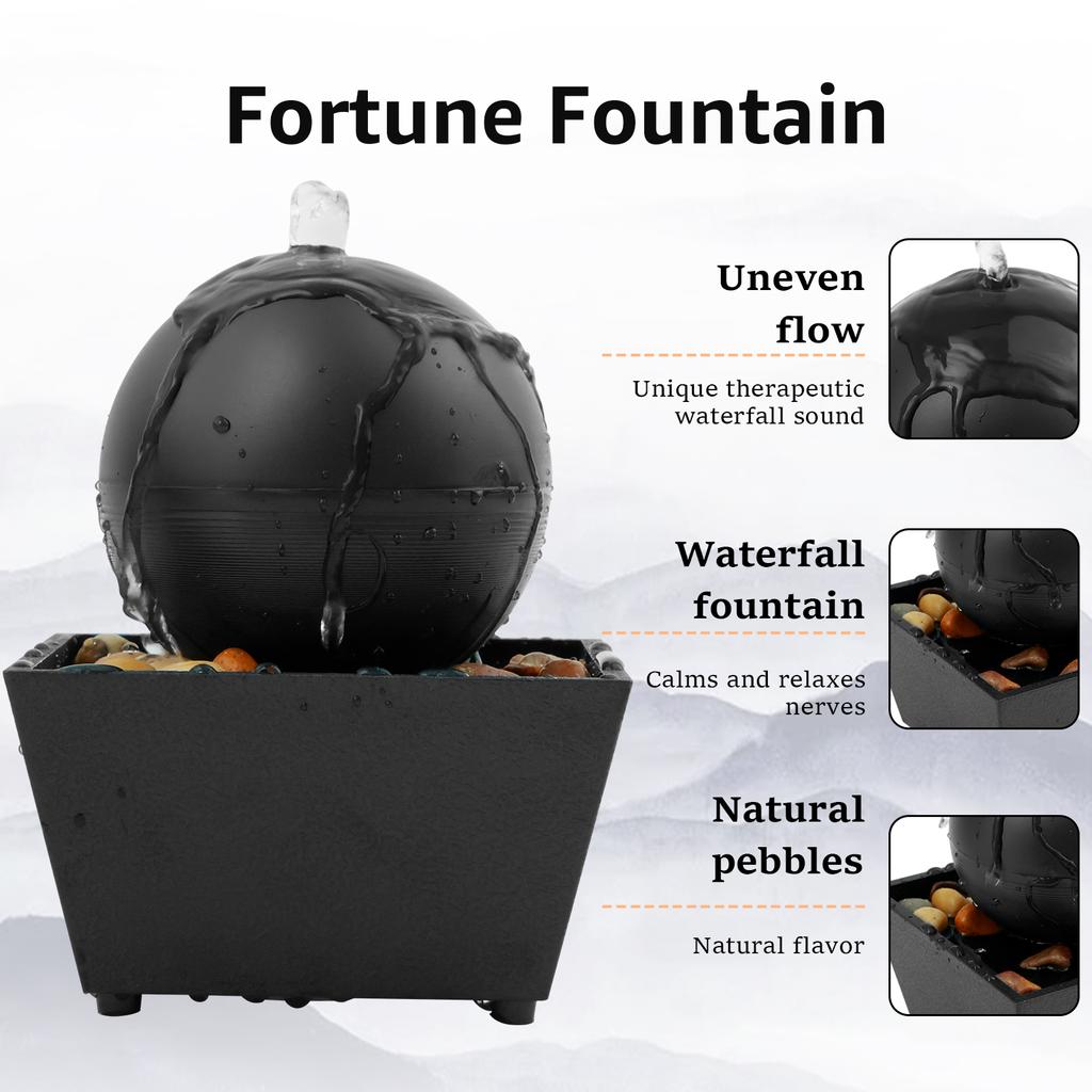 Desktop Fountain Ornaments Desktop Waterfall Decoration Creative Flowing Water Ornaments with Light Battery/USB Operated