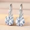 Elegant Female Big Round White Stone Hoop Earrings Trendy Fashion Silver Color Wedding Jewelry For Women