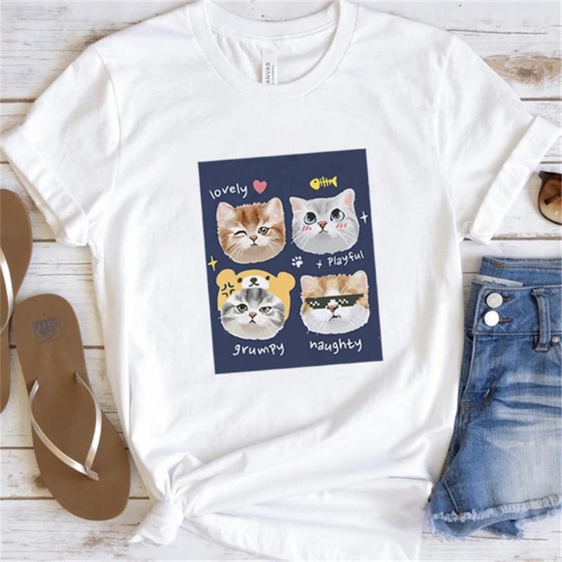 Cute Little Bear Print TShirt Summer Trend White Short Sleeve Neck Casual Sports Aesthetic Clothes Womens Graphic T Shirts