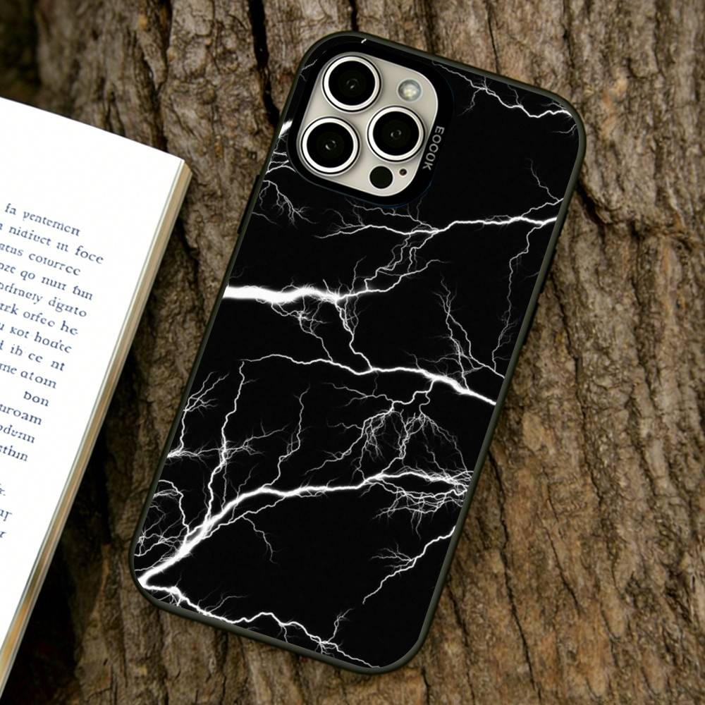 

Lightning texture Phone Case For iPhone 17,16,15,14,13,12,11 Plus,Pro Max,XS,Colored Silver Plated Inside Cover iPhone15Pro