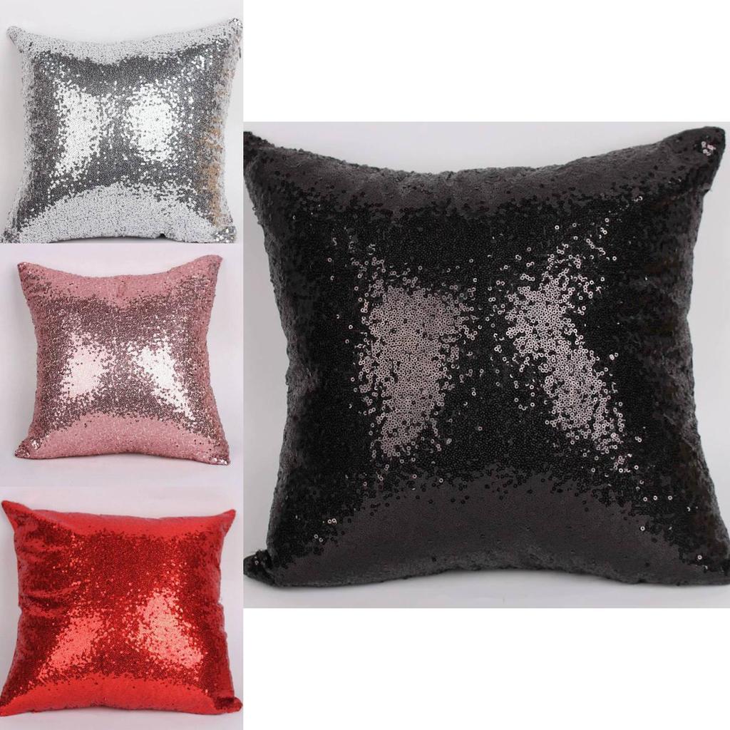 Chameleon Fabric Sequin Pillowcase With Solid Color For Living Room Decor