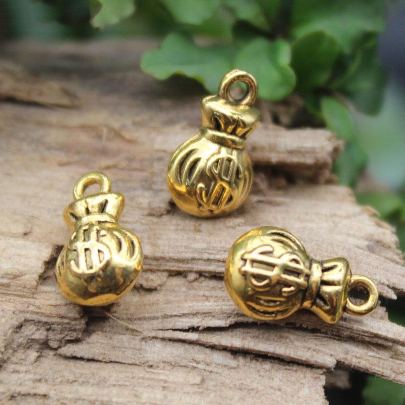 

WTEMPO Ретро серебристые мини-подвески, маленькие музыкальные ноты, денежный мешок, подвесные изделия, браслеты, ожерелья и аксессуары для одежды 100pcs золотой