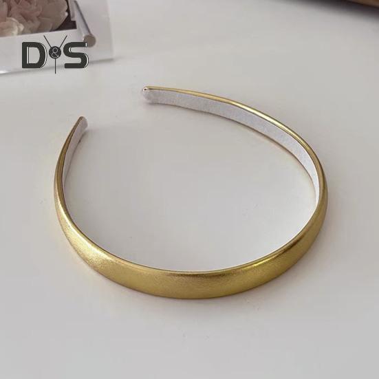 Adjustable Golden Headband Faux Leather Wrapped Thin Hair Hoop Luxurious Finish Satin Material Weddings Hairband