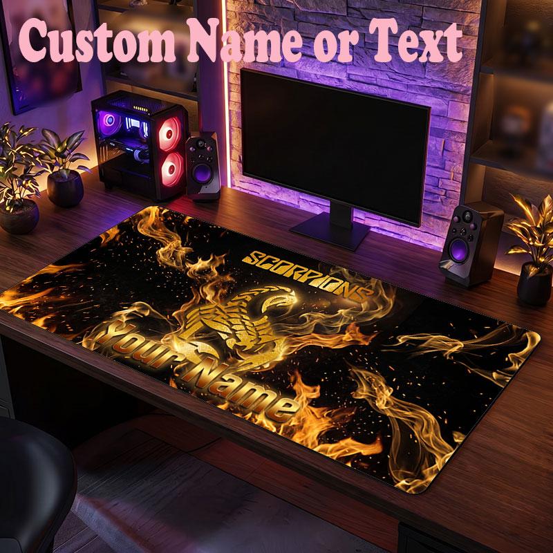 Scorpions Customized Name Text Mouse Pad, Large Desk Mouse Mat Personalized Home Office Present