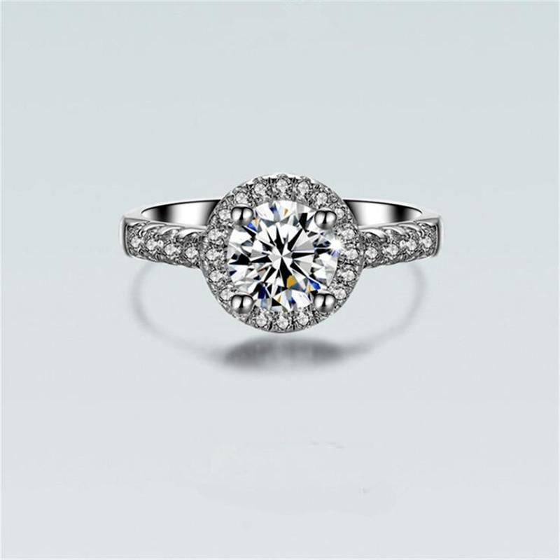 Sweet Round Crystal Female Korean Fashion Claw Mosaic 925 Sterling Silver Jewelry Simulation Crystal Opening Rings  TYB454