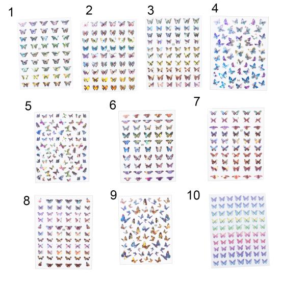 Sticker Self-adshesive Removable Nail 1Sheet Butterfly Pattern Fadeless Fingernails for Party