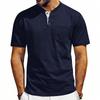 Men Henley Neck Short Sleeve T Shirt With Chest Pocket Casual Solid Color Tops