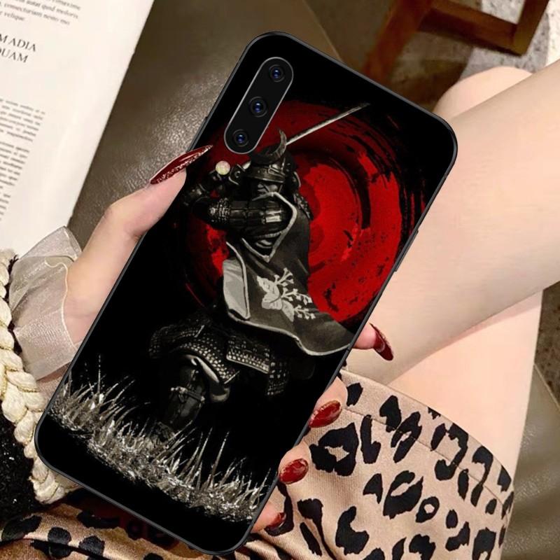 Apanese Samurai Oni Mask Phone Case For Samsung A91 A81 A73 A72 A71 A30S A20 A12 A13 A52 A53 4G 5G Soft Black Phone Cover