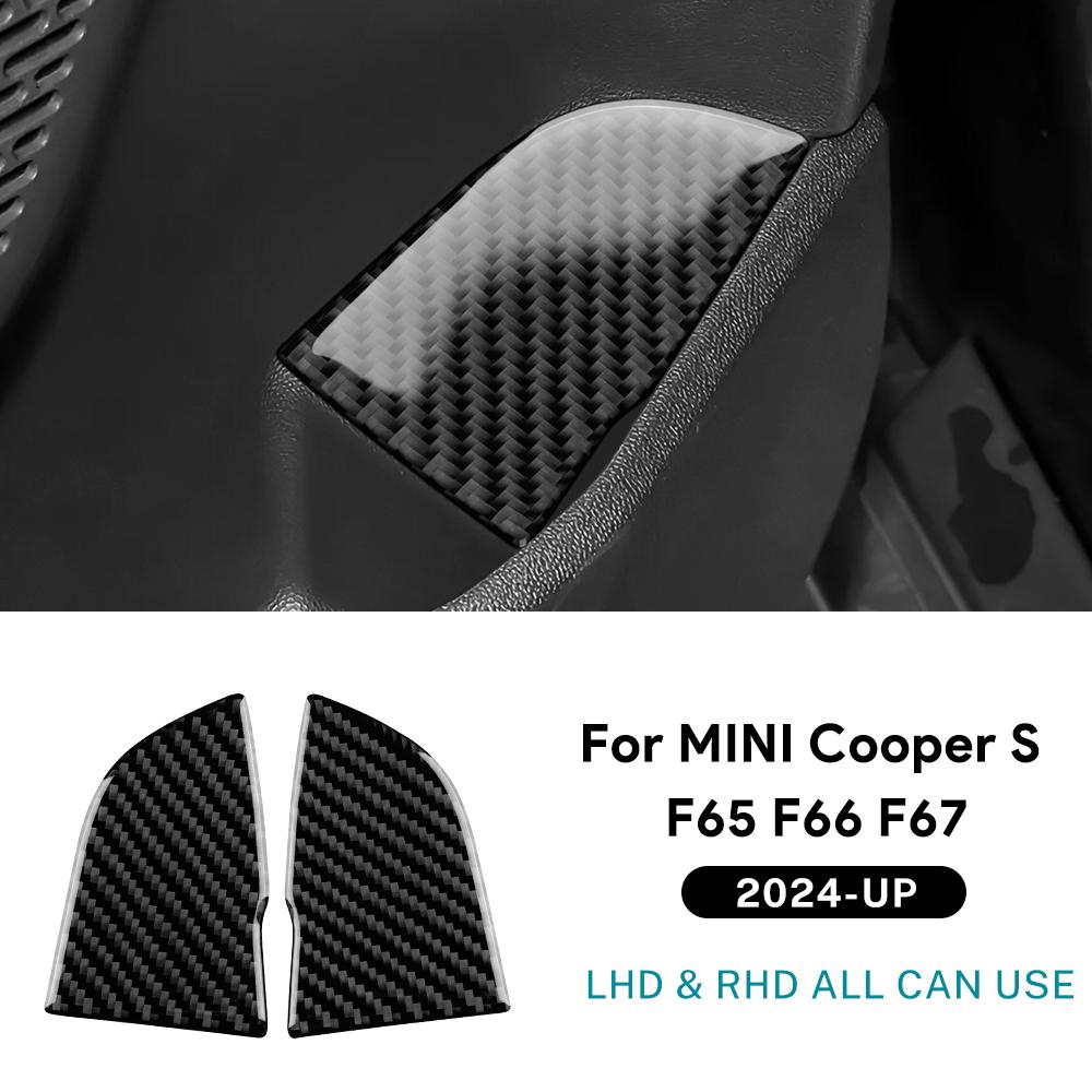 Real Soft Carbon Fiber Trunk Button Panel Sticker For BMW Mini Cooper S F65 F66 F67 2024-2025 Interior Trim Accessories Styling