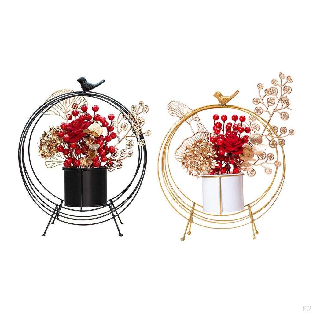Chinese Year Flower Basket Decoration Iron Table Centerpieces for Holiday Party Indoor Fall