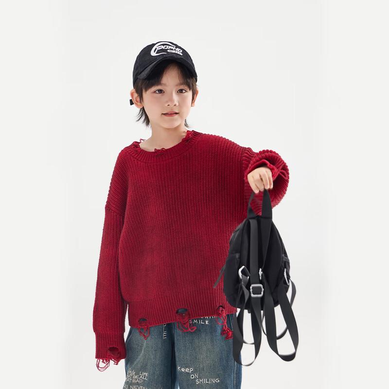 Chenchen Mom Осень/Зима 2025 Мальчишеский рваный пуловер с tie-dye 130