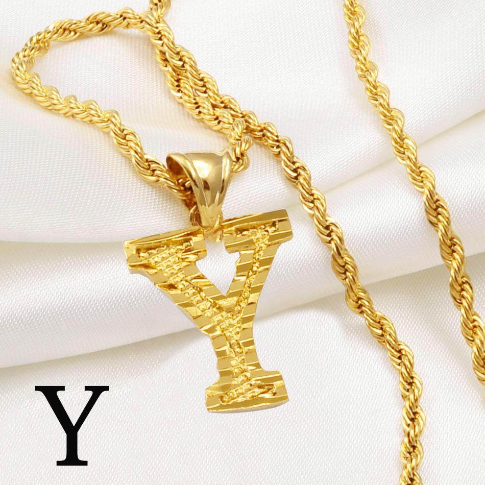 Anniyo AZ Letters Kettingen Dames Heren Verguld Initial Hanger Touwketting Engelse Letter Sieraden Alfabet Afrikaans #058002B