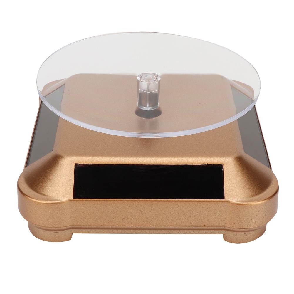 Rotating Solar Energy Multi Purpose Watch Phone Jewelry Display Makeup Holder Rack(Gold )