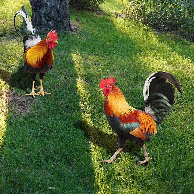 Acrylic Garden Rooster Statue Chicken Sculpture For Yard Decor Weatherproof Hen Figurine For Patio Backyard Home Decoration