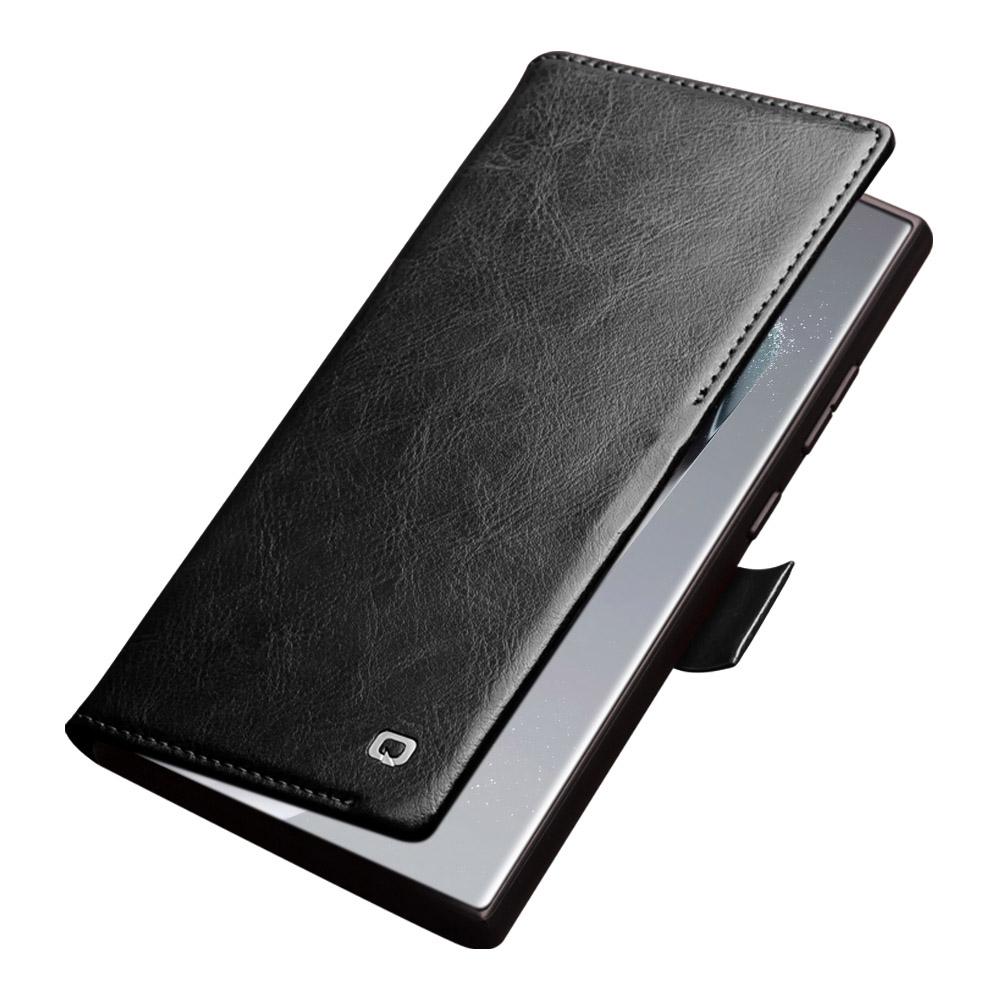 QIALINO For Samsung Galaxy S24 Ultra Wallet Case Genuine Cow Leather Folio Flip Cover