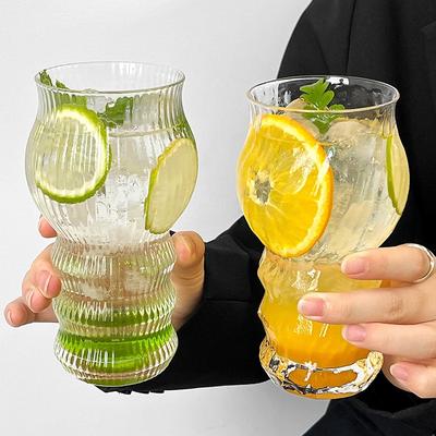 Glass Drinkware Cold Coffee Cups Decorative Barware Cocktail Glass Water Cups Cute Water Bottle Clear Coffee Cups