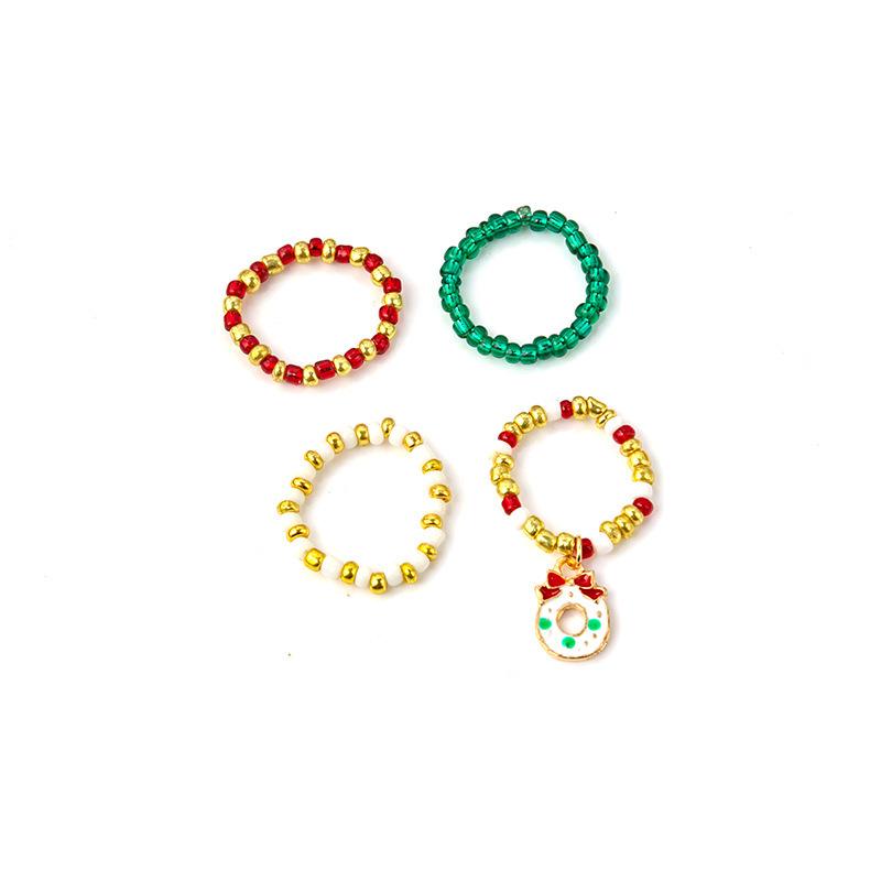 2023 Autumn/Winter Christmas Colorful Patchwork Beaded Finger Rings Collection