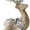 Christmas Figurines Reindeer Christmas Glitter Flocked Figurine Table Decoration Statue Crafts For Collectors Photography Home