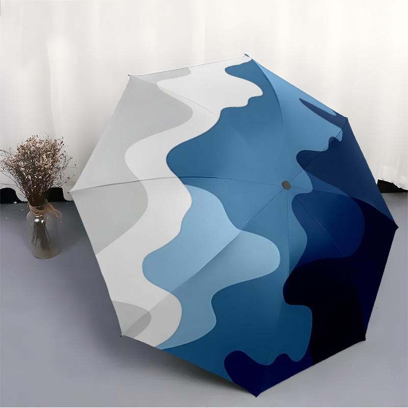 1pc Ocean Waves Automatic Open/Close Umbrella with One Touch Button,, Windproof Design   Lightweight Portable Umbrella for Women & Men6039