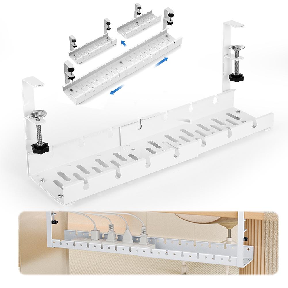 Expandable Under Desk Cable Management Tray Heavy Duty Cable Storage Rack Wire Management Rack for Power Strip Adapter