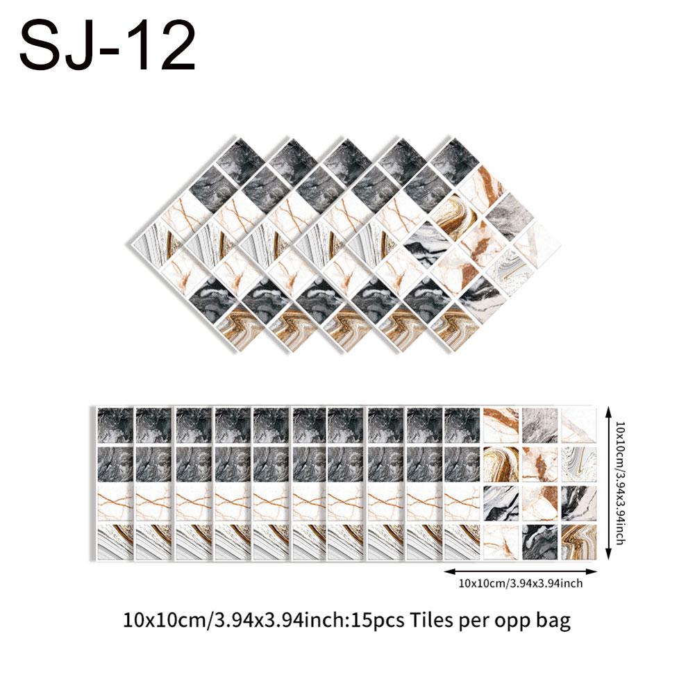 15 Uds pegatina impermeable DIY azulejo pared 3D cocina baño decoración