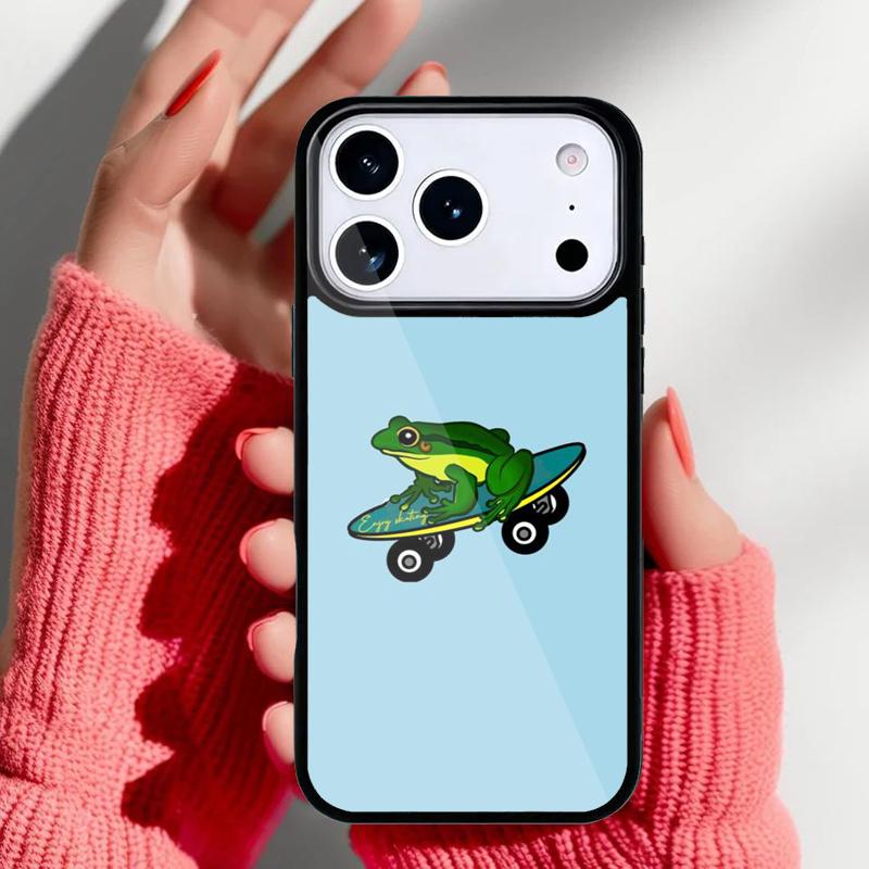 Frog Skateboard Cute Kawaii Phone Case for iPhone 17 16 15 14 13 Pro Max Back Cover for 12 11 Pro Coque