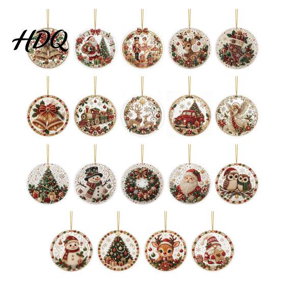 Festive Tree Hanging Christmas Acrylic Ornament 2D Flat Double Side Printed Thoughtful Gifts for Friends Santa Snowman Pendant Window Holiday Decor