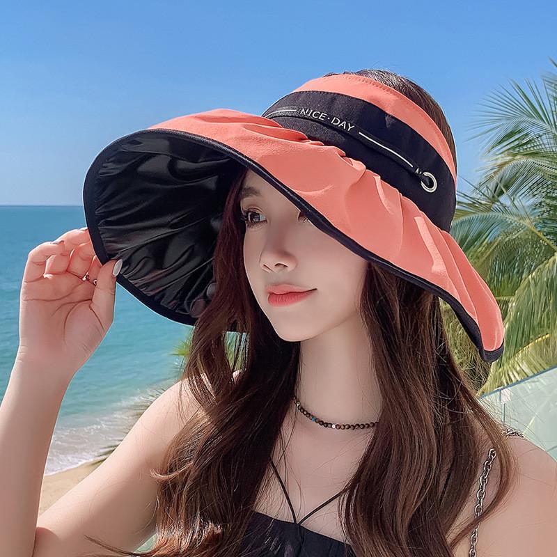 

Polyester Summer Sun Hat With Wide Brim And Letter Elements For Casual Outdoor Sunshade червоний