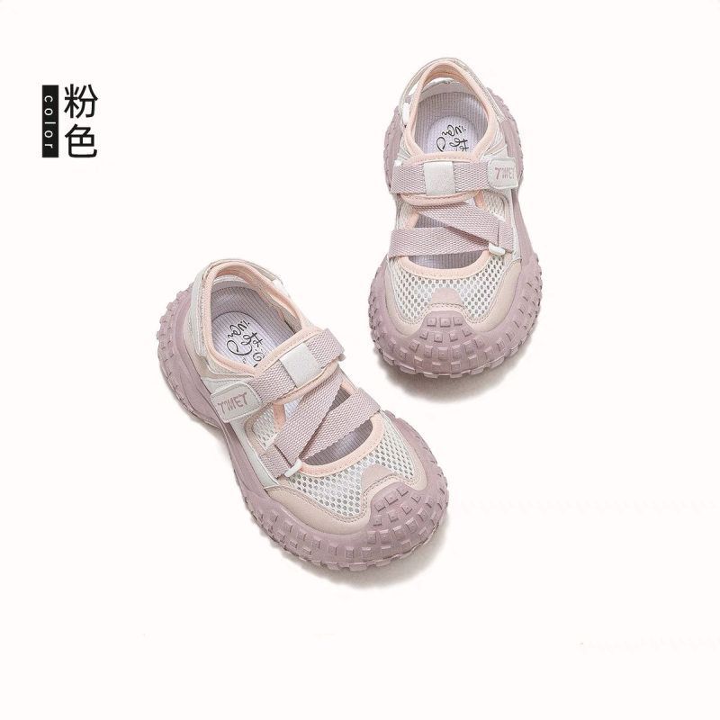 Girls Sports Sandals Summer 2025 New Children's Shoes Breathable Casual Net Shoes Girl Baby Bag Head Sandals Tide