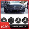 Car Sticker Front Grill Mirror Emblem Glossy Black And Chrome Silver 3D Style Emblems For Mercedes Benz A B C E S R SL ML GL GLA