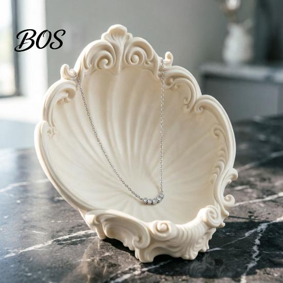 Ceramic Texture Storage Tray Baroque Shell Jewelry Tray, 3D Printed Dish Ornaments, Multi-purpose for Rings Earrings Bracelets Desktop Decoration