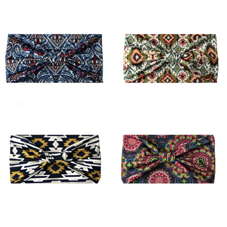 Sport Sweatband NonSlip Quick Drying Yoga HeadWrap Bohemian Print Wide Hairband For Men And Women Fitness Gym Activity
