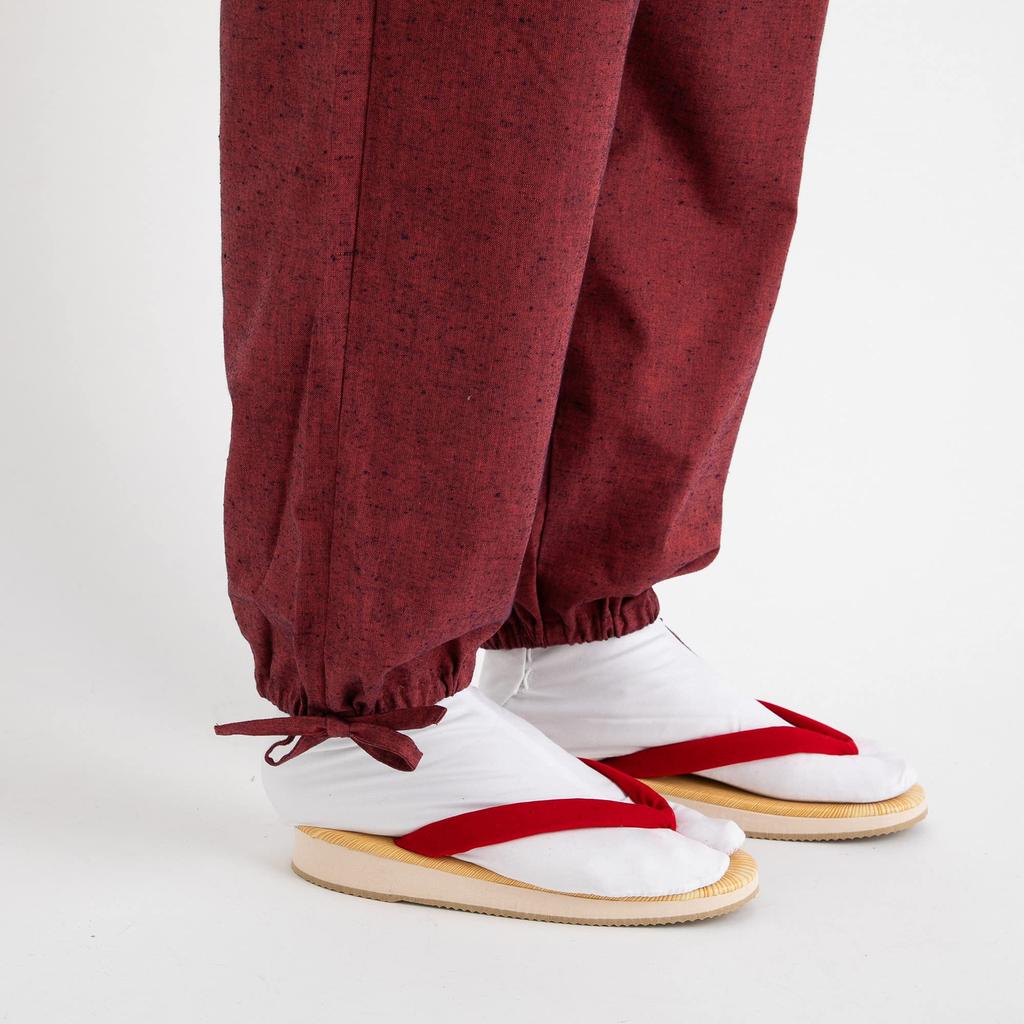 Women's Samue (traditional Japanese workwear), Kurume Tsumugi silk weave (L, burgundy)