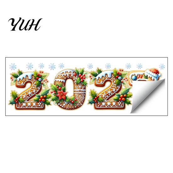 Reusable Festive Wall Decals 2027 Gingerbread Christmas Static Window Clings, Xmas New Year with Man Decors Santa Snowman Snowflake, Stickers for Home