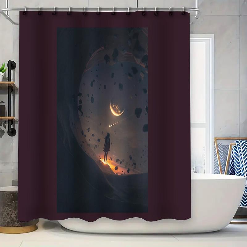 

Galaxy Shower Curtain Space Universe Nebula Stary Night Sky Celestial Decor Bathroom Curtain Modern Home Decor Artistic Backdrop W60H190(CM)-1 Pcs