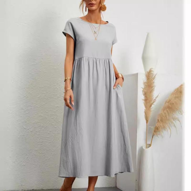 

Women s Loose-pocket Dress 5XL червоний