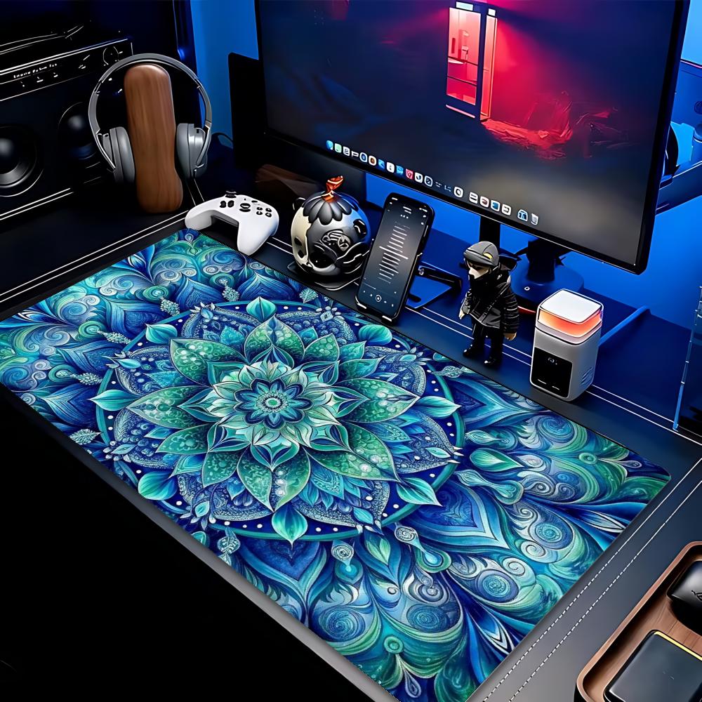 Oriental Mandala Persian Rug XXL Gaming Mouse Pad Non-Slip Rubber Deskmat Overlocked Edge PC Keyboard Desktop Game Table Mats