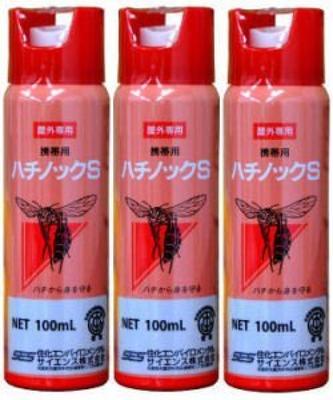 Sumika Environmental Science Bee Repellent Hachinock 100ml X 3 for Outdoor Activities Spray, S, Bottles,