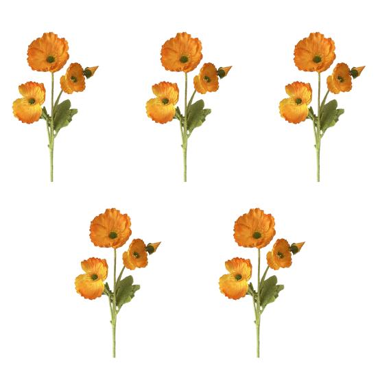 5 Pcs Artificial Flowers 4 Stems Faux Silk Flower Bouquet with 3 Bloosms And 1 Bud for Wedding Home Party Table Centerpiece Floral Arrangement