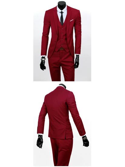 Men's Slim Fit Three-Piece Suit - British Casual Business & Wedding Style