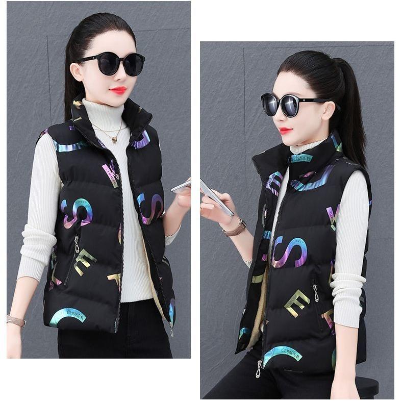 Winter Warm Fleece Vest Fashionable Casual Thickened Padded Outerwear for Women