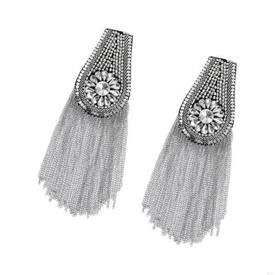 Fringed Rhinestones Epaulettes Metallic Tassels Shoulder Epaulet Clothing Jewelry For Jackets Costume Embellishment