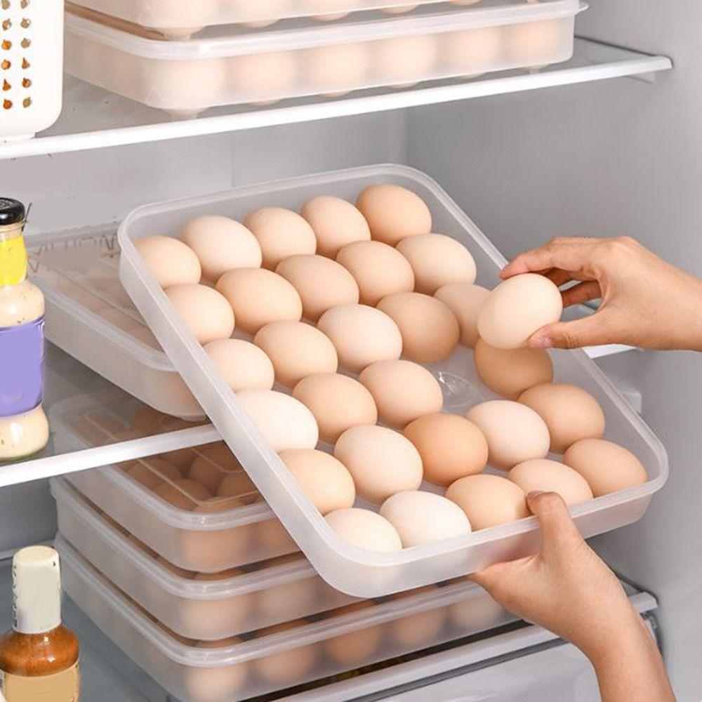 Plastic Refrigerator Egg Holder 30 Grids Egg Tray Practical Egg Storage Box Home Use
