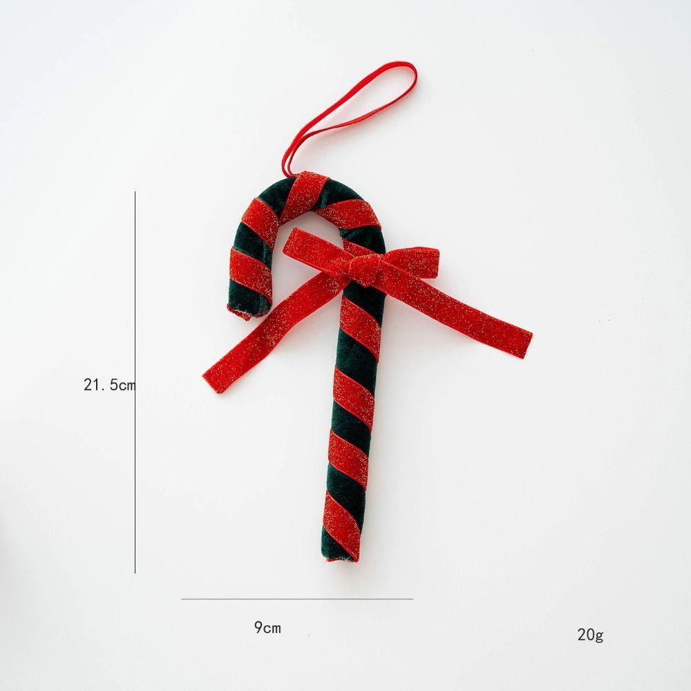 Foam Flocking Simulation Candy Cane Decoration Red Green hot air balloon Xmas Flocking Velvet Pendant Hanging Canes
