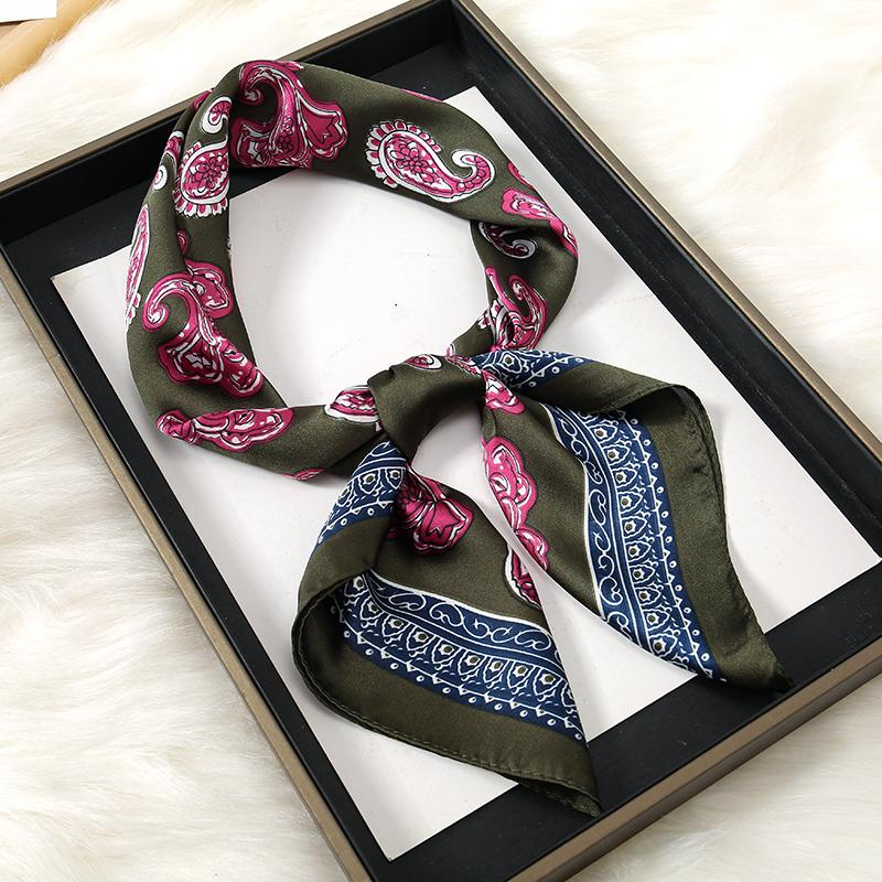 Modny Design Satynowy Jedwabny Kwadratowy Szalik Nadruk Wstążka do Włosów Szalik dla Kobiet Apaszka Bandana Nadruk Drukowany Szal Opaska na Głowę