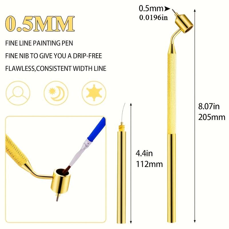 

1/2Pcs Aluminum Precision Thin Line Drawing Pen with Bevel Tip Liquid Applicator for Slant Bar Design and Fine Line Painting Yellow