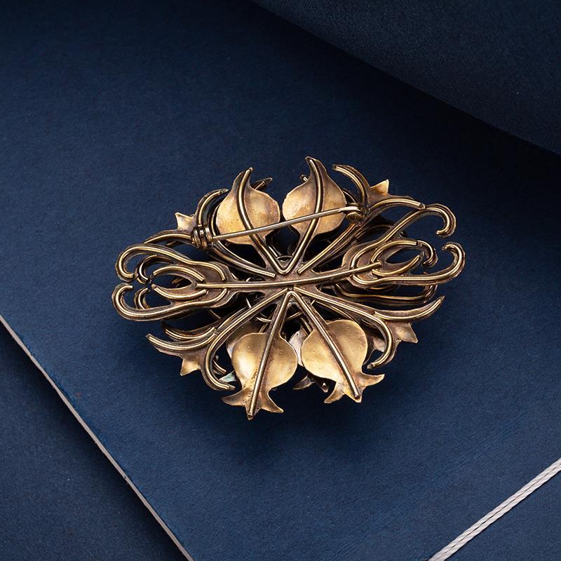Original Designer Craftsmanship Handmade Filigree Brooch Chinese Retro Palace Style Neutral Men And Women Charm  Jewelry