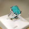 Newest ice flower gemstone ring  silver fashion paraiba cubic zirconia ring party engagement jewelry gift