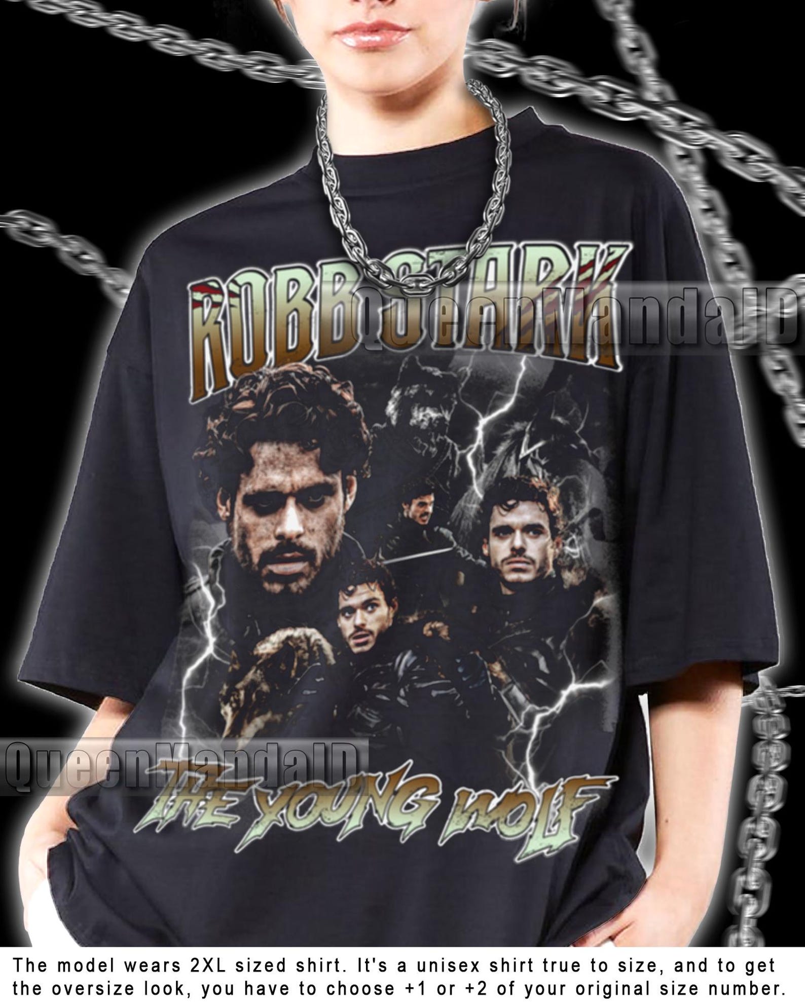 Robb Stark Shirt 90s Retro Fan T-Shirt, Unisex Movie Bootleg Style Tee SweaT-Shirt KUS79 S