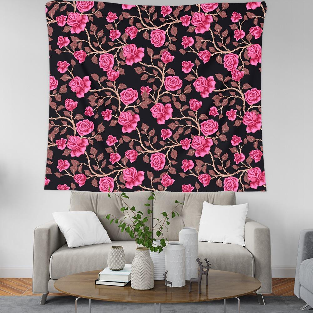 

Розовый цветочный узор картины маслом на стену, гобелен для спальни, гостиной, украшение на стену дома, гобелен 100x75cm